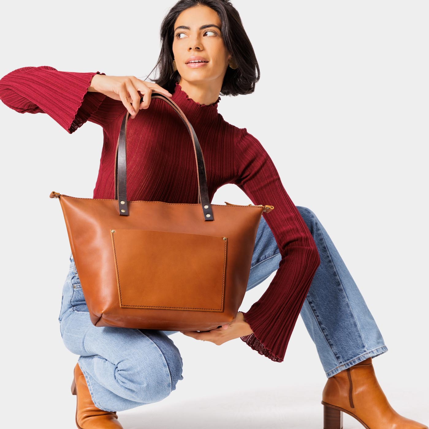 Handcrafted Leather Tote Bag with Pockets & Key Loop | Almost Perfect