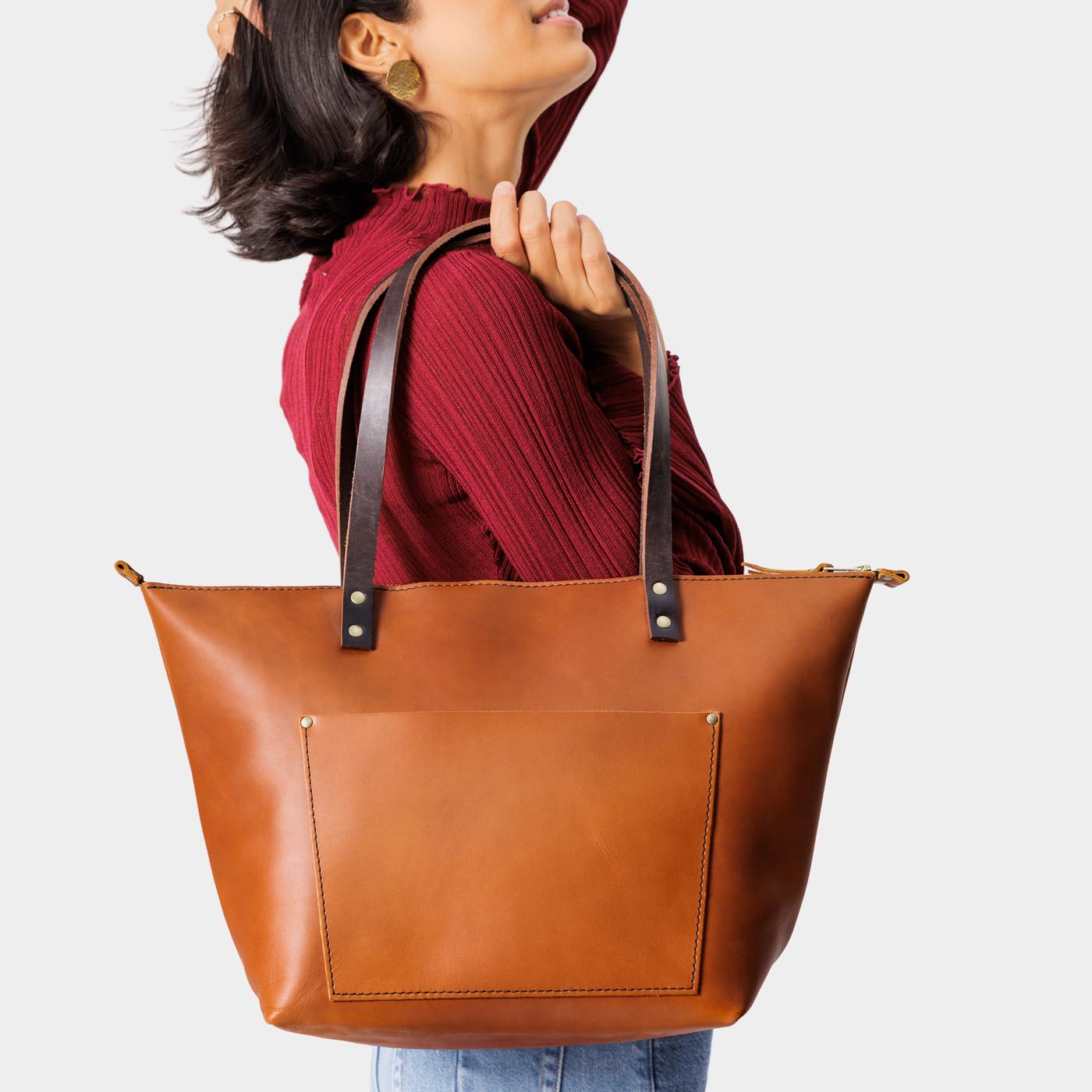 Handcrafted Leather Tote Bag with Pockets & Key Loop | Almost Perfect