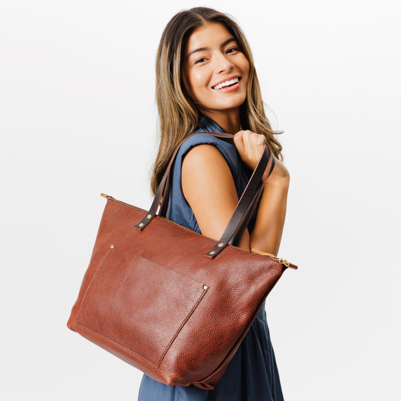 Handcrafted Leather Tote Bag with Pockets & Key Loop | Almost Perfect