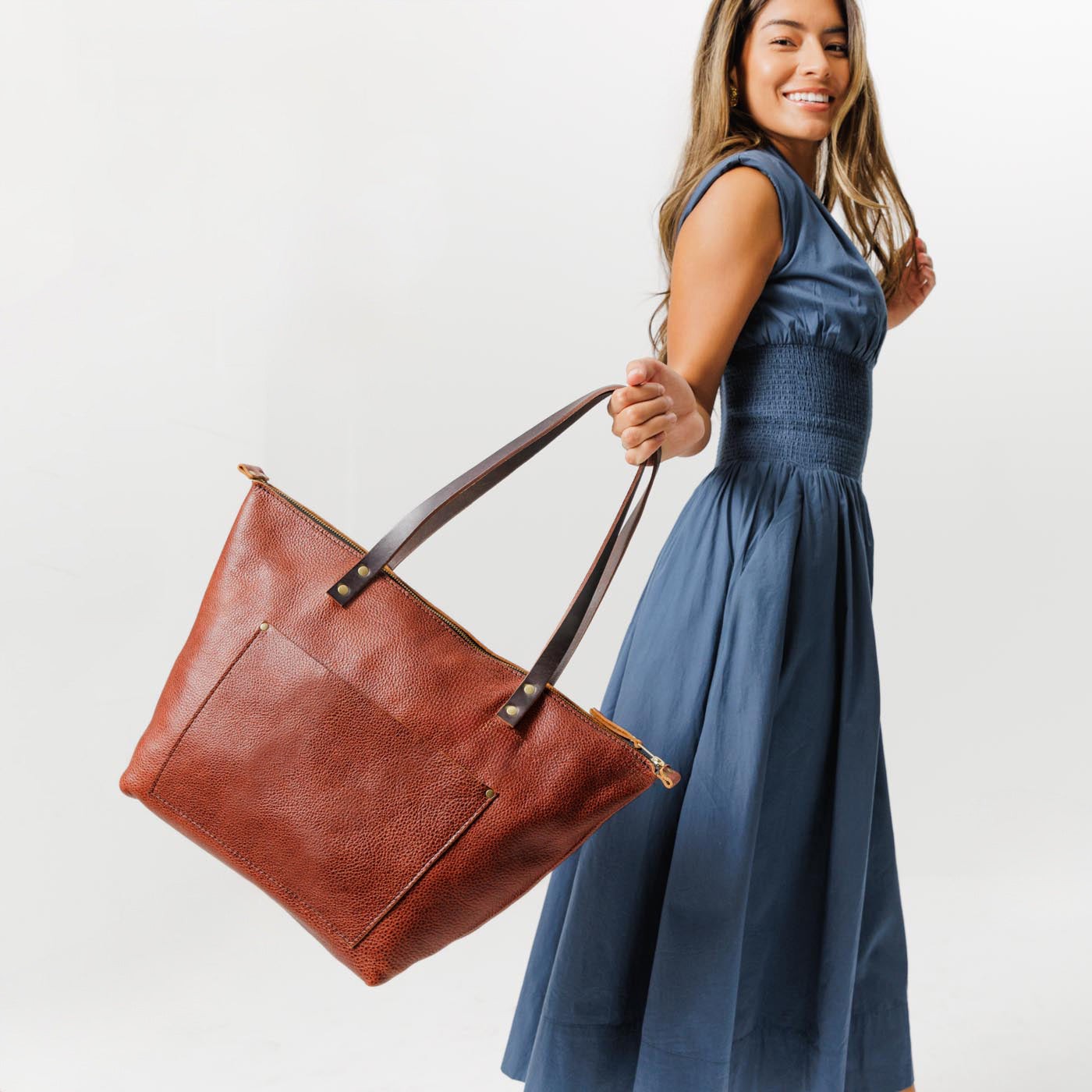 Handcrafted Leather Tote Bag with Pockets & Key Loop | Almost Perfect