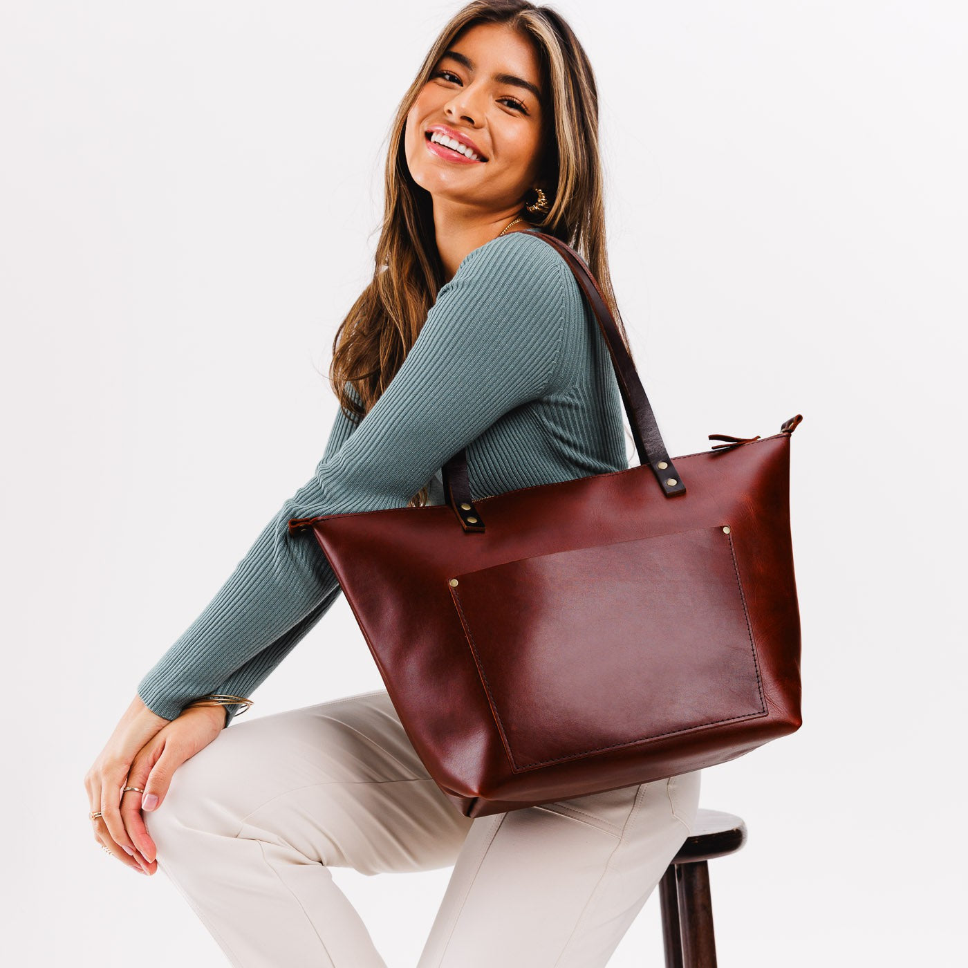 Handcrafted Leather Tote Bag with Pockets & Key Loop | Almost Perfect
