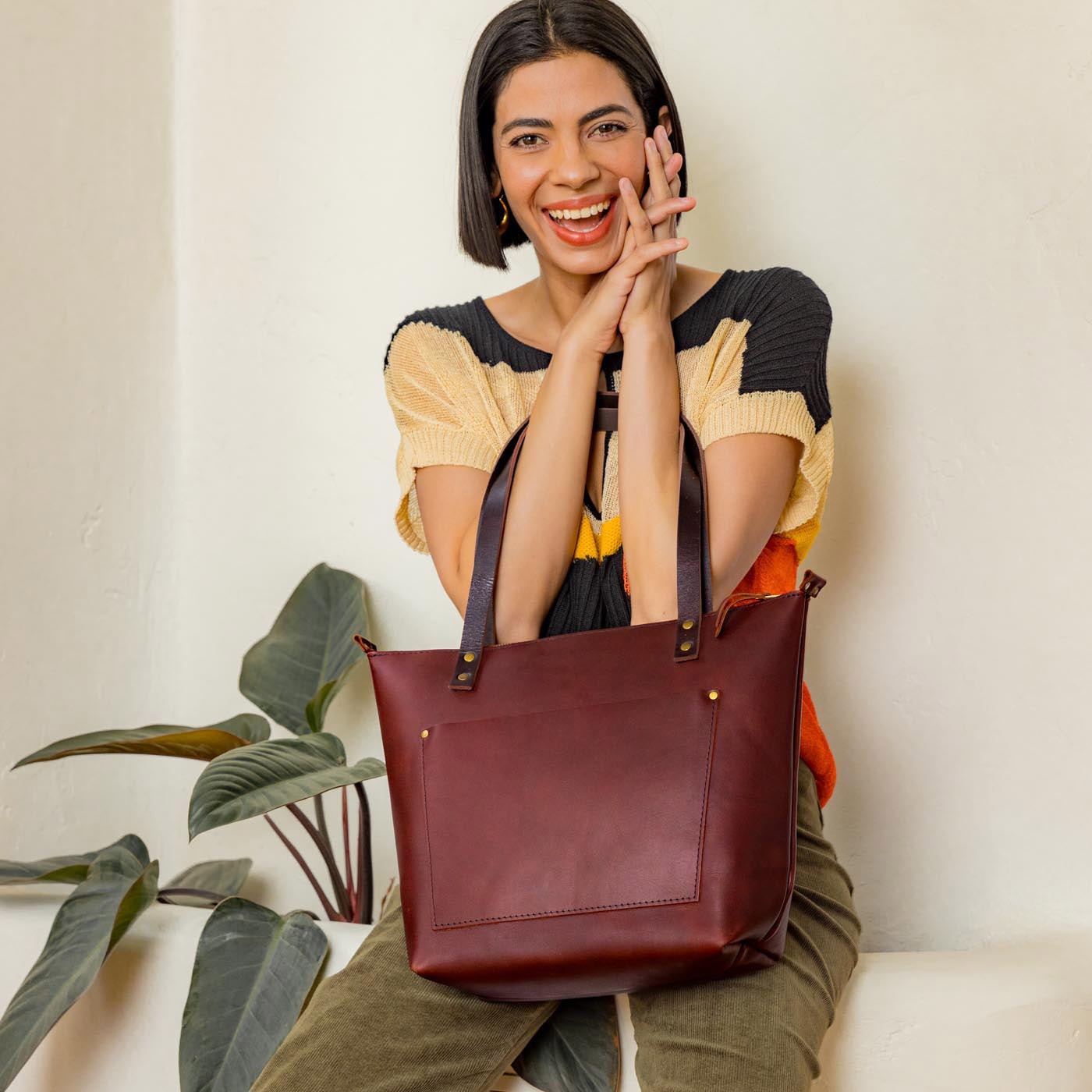 Handcrafted Leather Tote Bag with Pockets & Key Loop | Almost Perfect