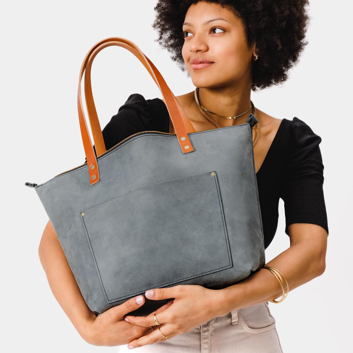 Handcrafted Leather Tote Bag with Pockets & Key Loop | Almost Perfect