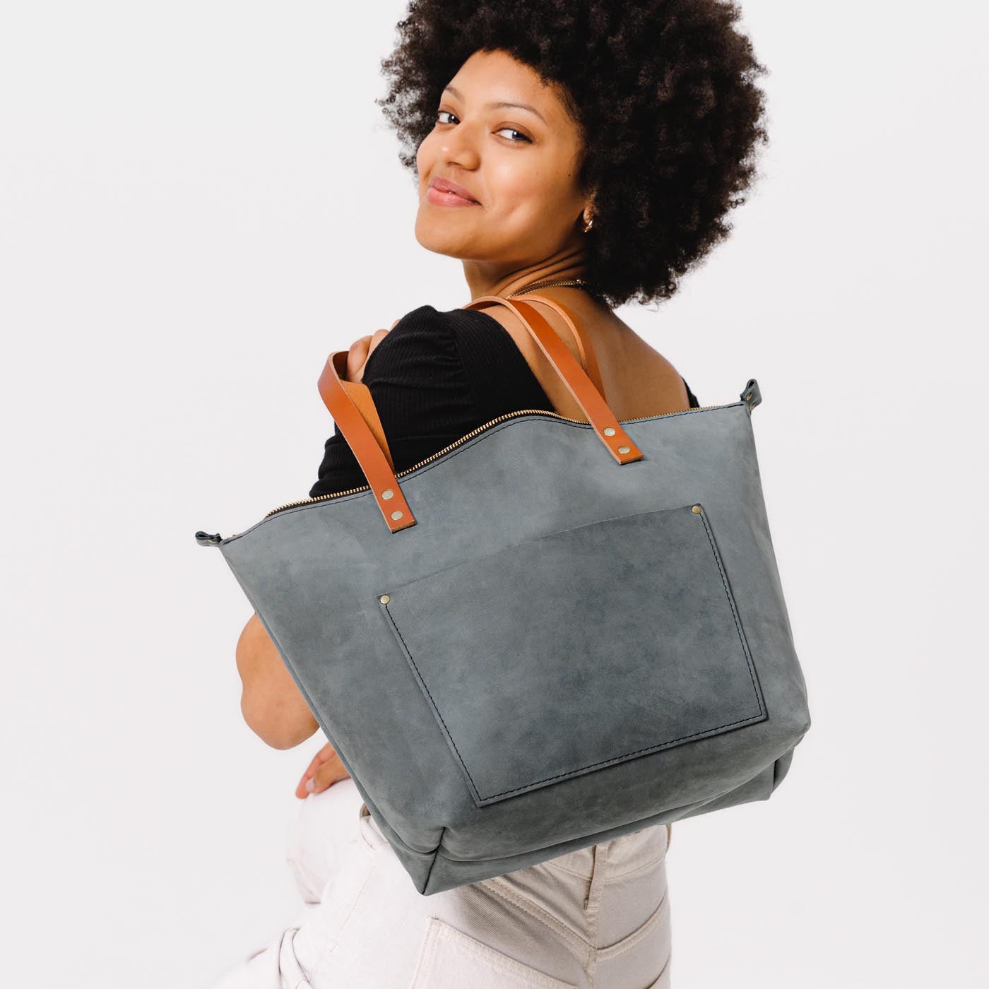 Handcrafted Leather Tote Bag with Pockets & Key Loop | Almost Perfect