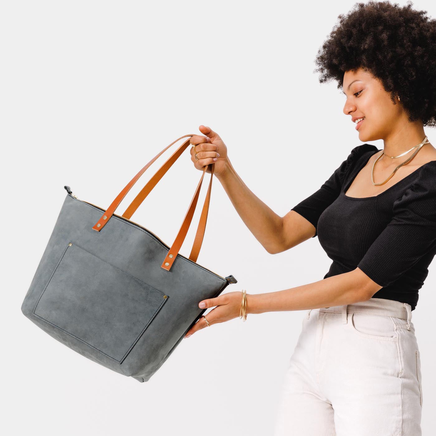 Handcrafted Leather Tote Bag with Pockets & Key Loop | Almost Perfect
