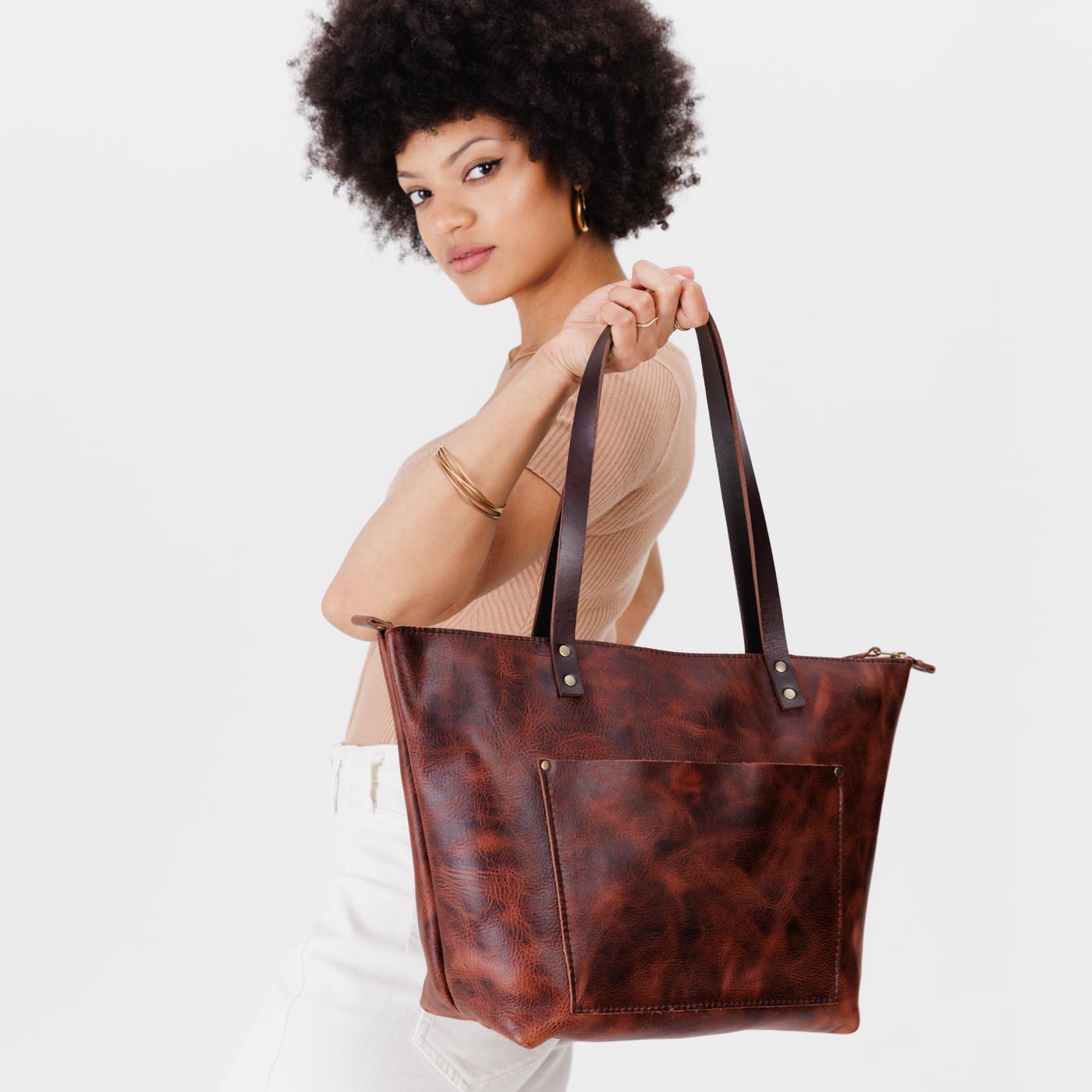 Handcrafted Leather Tote Bag with Pockets & Key Loop | Almost Perfect