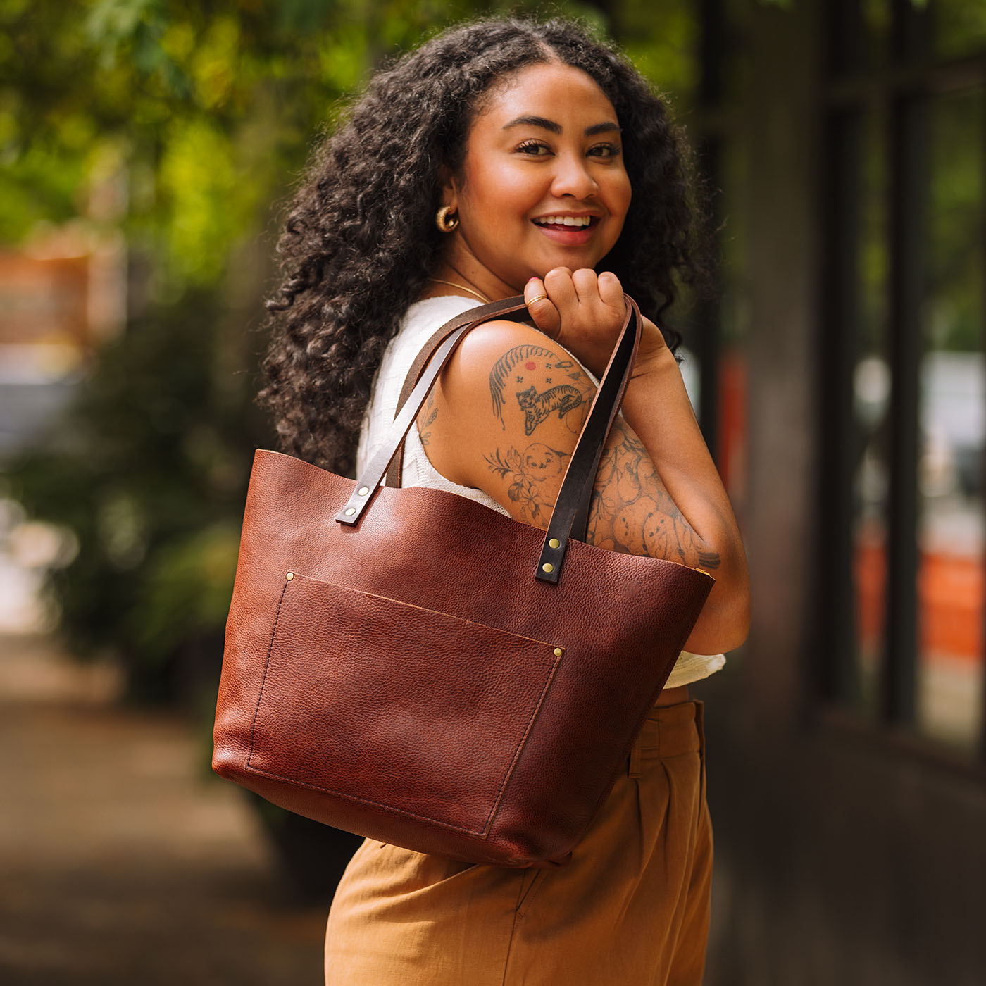 Handcrafted Leather Tote Bag with Pockets & Key Loop | Almost Perfect