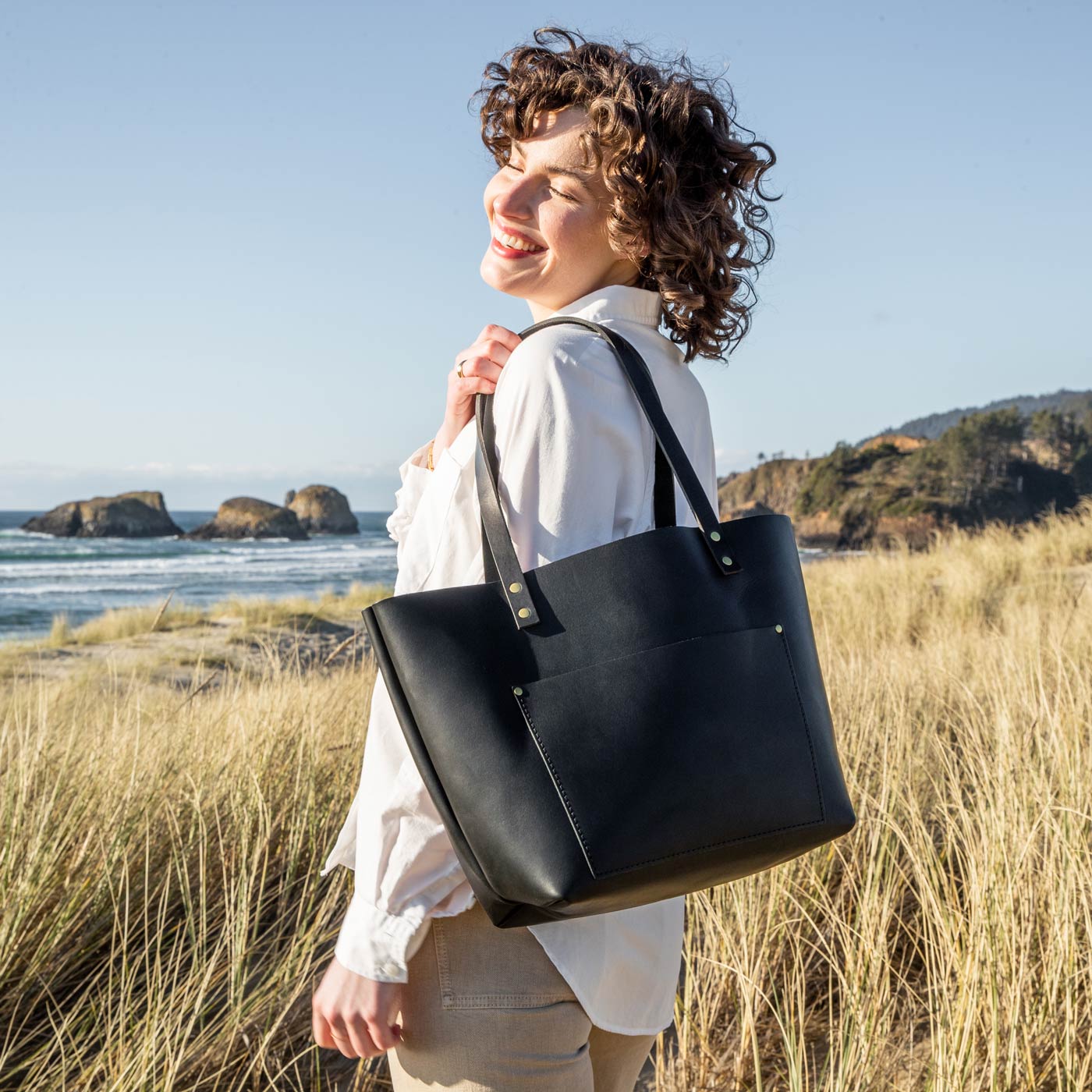 Handcrafted Leather Tote Bag with Pockets & Key Loop | Almost Perfect