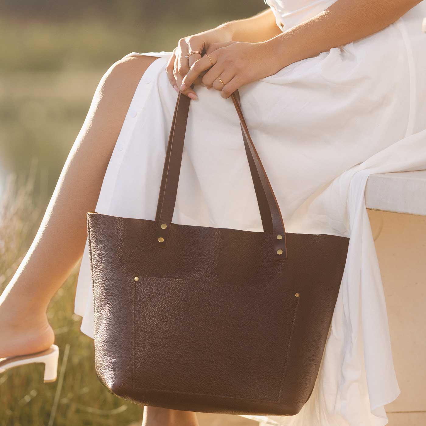 Handcrafted Leather Tote Bag with Pockets & Key Loop | Almost Perfect
