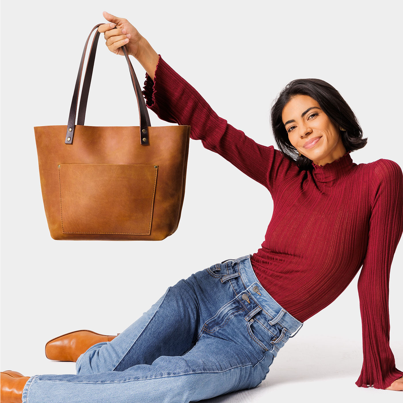 Handcrafted Leather Tote Bag with Pockets & Key Loop | Almost Perfect