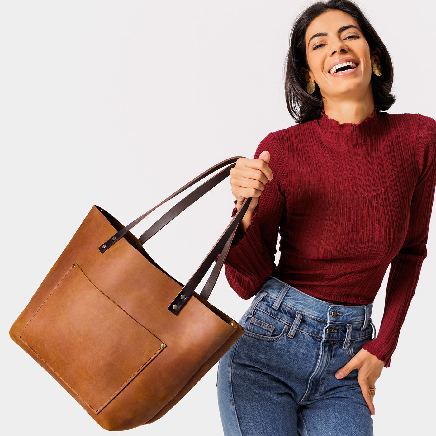 Handcrafted Leather Tote Bag with Pockets & Key Loop | Almost Perfect
