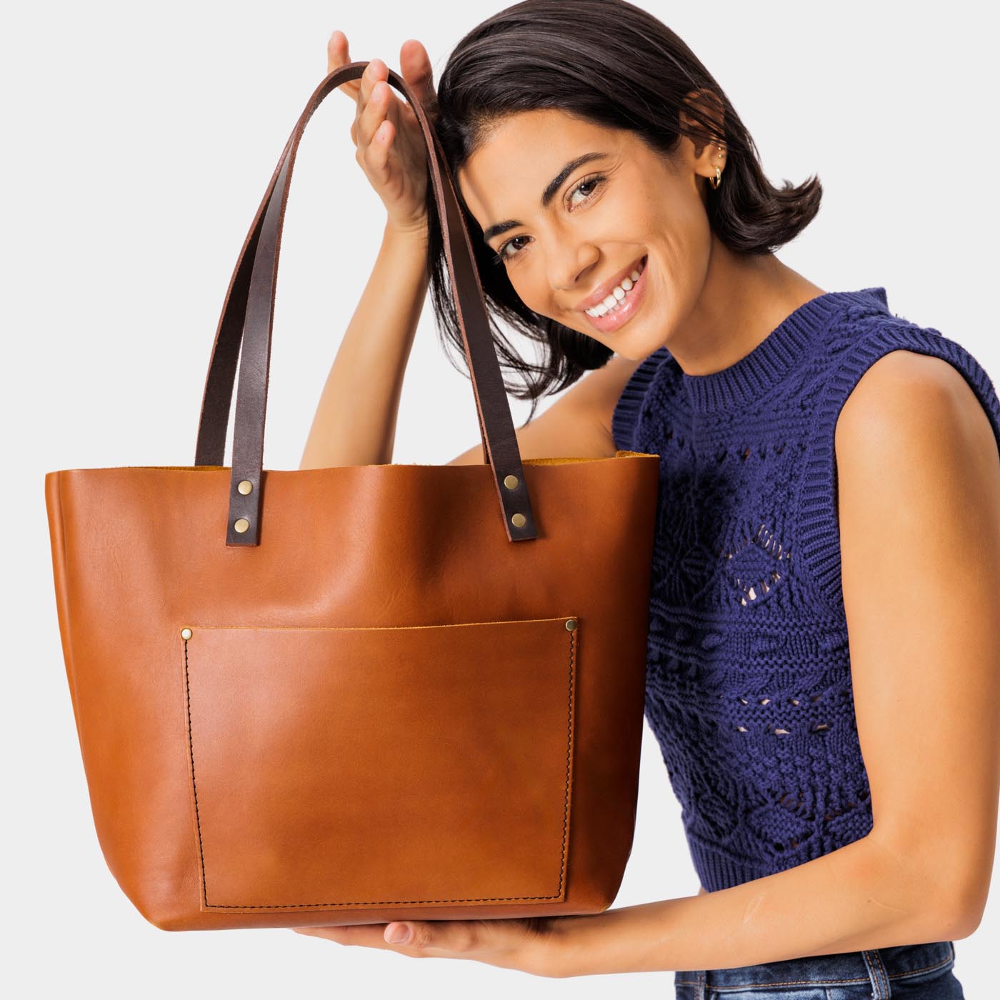 Handcrafted Leather Tote Bag with Pockets & Key Loop | Almost Perfect