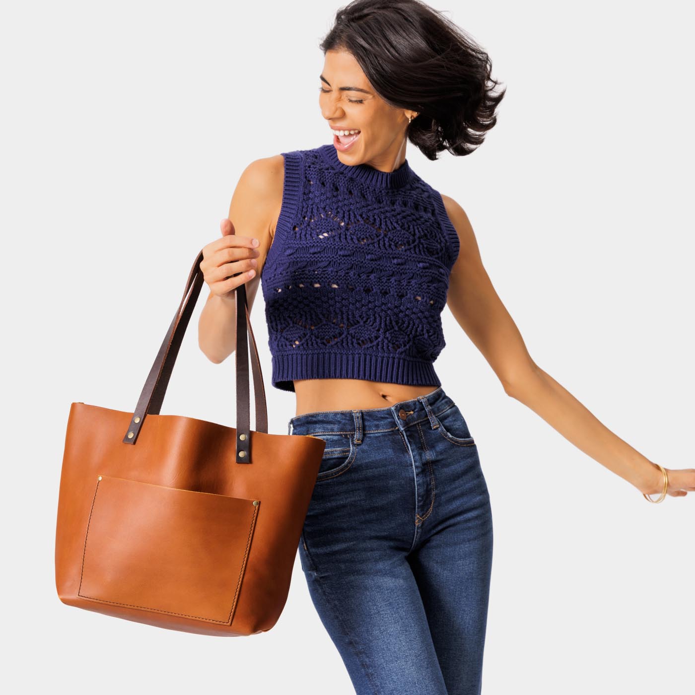 Handcrafted Leather Tote Bag with Pockets & Key Loop | Almost Perfect
