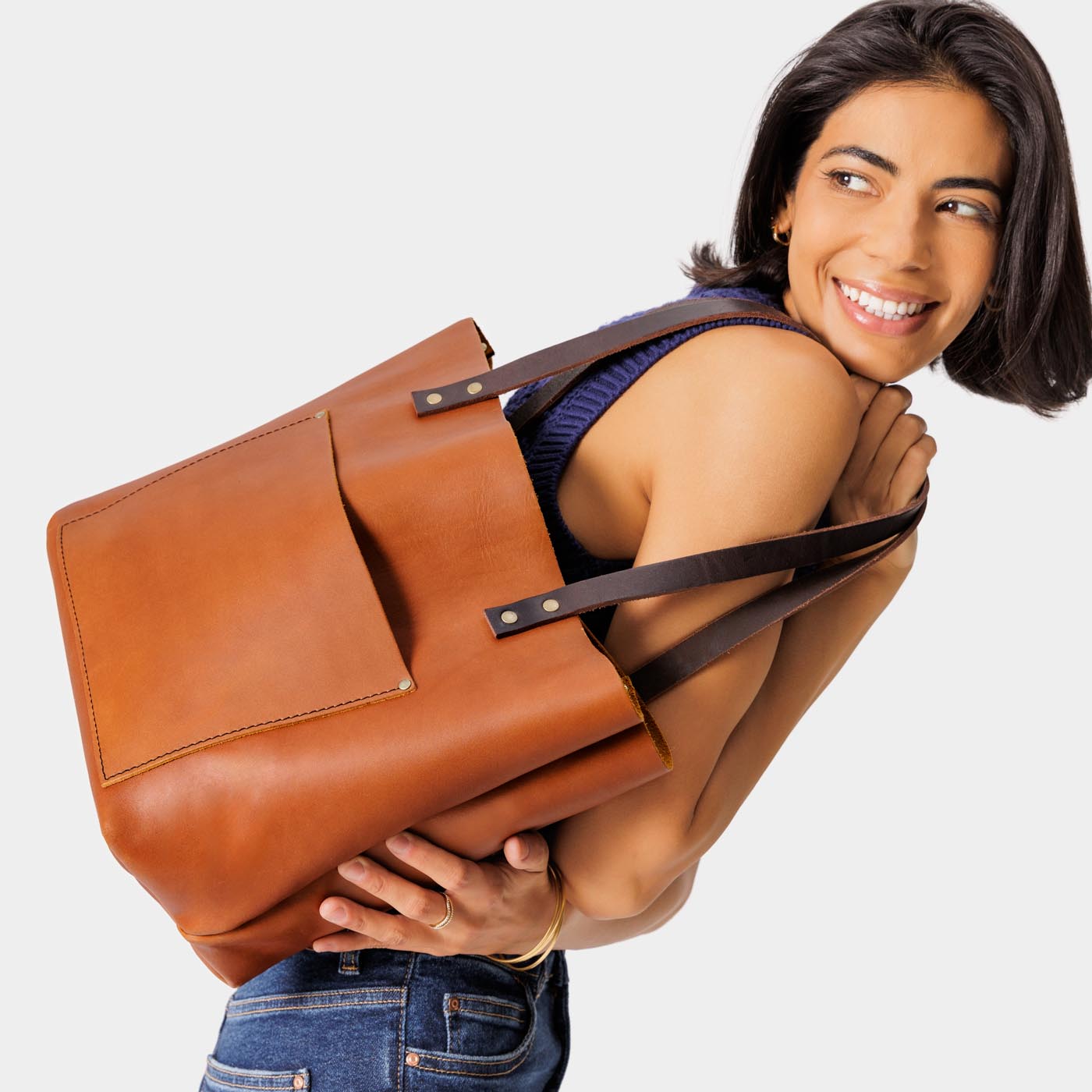 Handcrafted Leather Tote Bag with Pockets & Key Loop | Almost Perfect