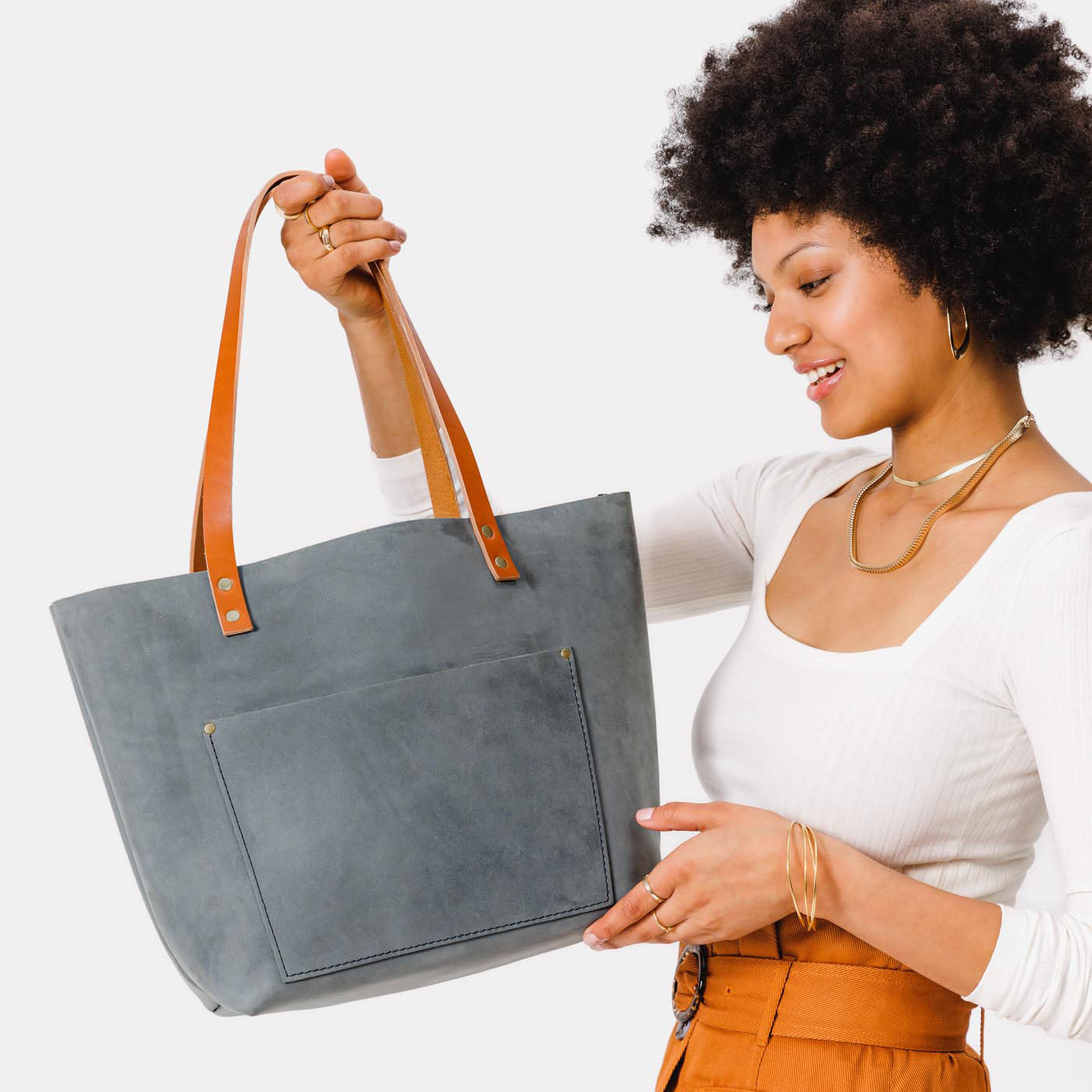Handcrafted Leather Tote Bag with Pockets & Key Loop | Almost Perfect