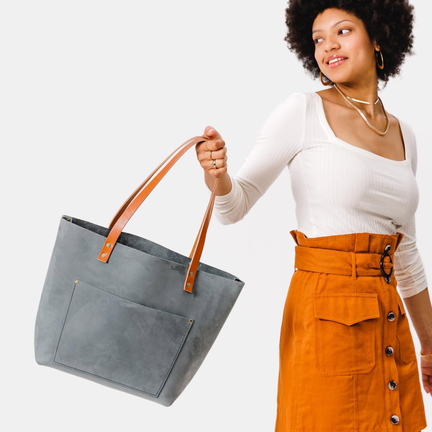Handcrafted Leather Tote Bag with Pockets & Key Loop | Almost Perfect