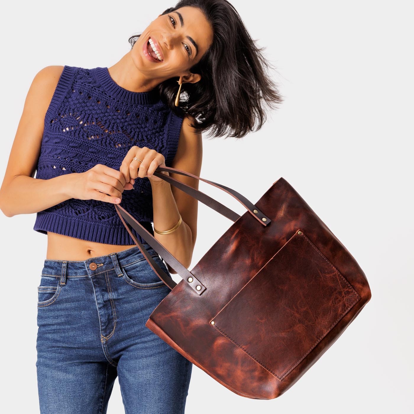 Handcrafted Leather Tote Bag with Pockets & Key Loop | Almost Perfect