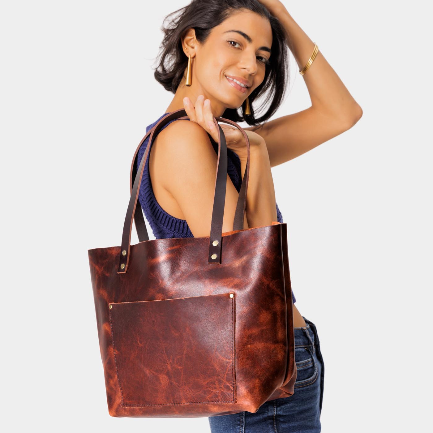 Handcrafted Leather Tote Bag with Pockets & Key Loop | Almost Perfect