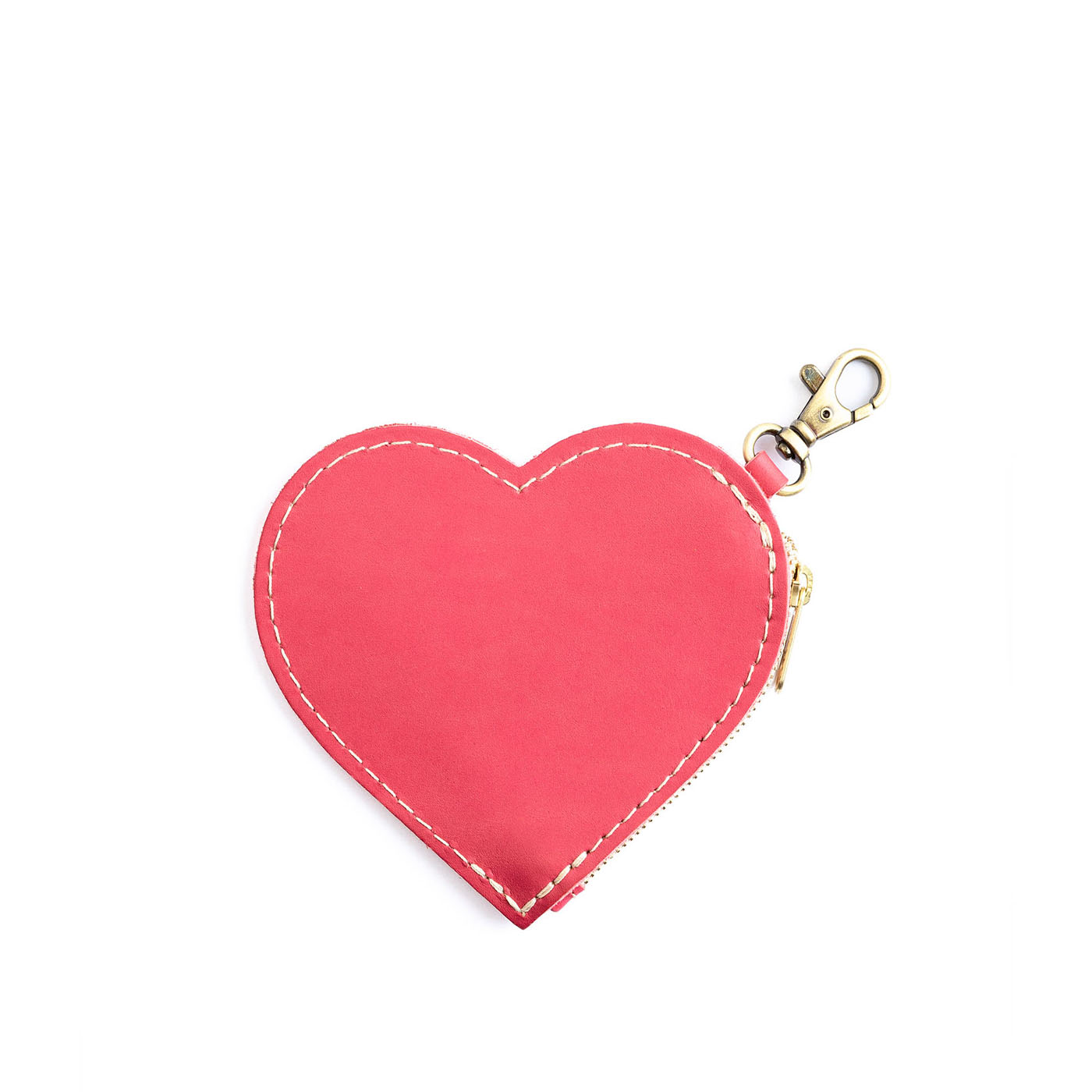 Heart-Shaped Zipper Pouch with Lobster Clasp | Small & Stylish