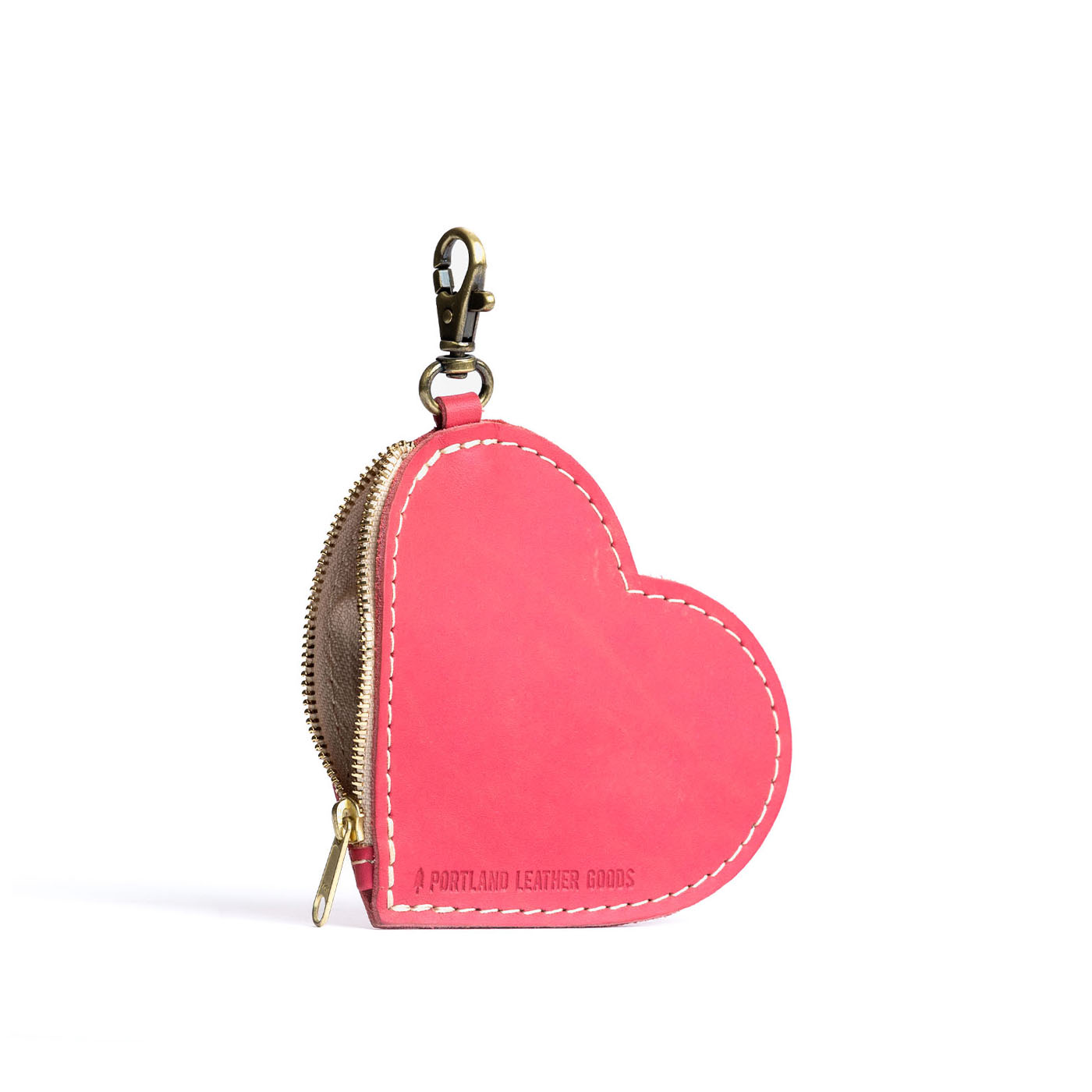 Heart-Shaped Zipper Pouch with Lobster Clasp | Small & Stylish