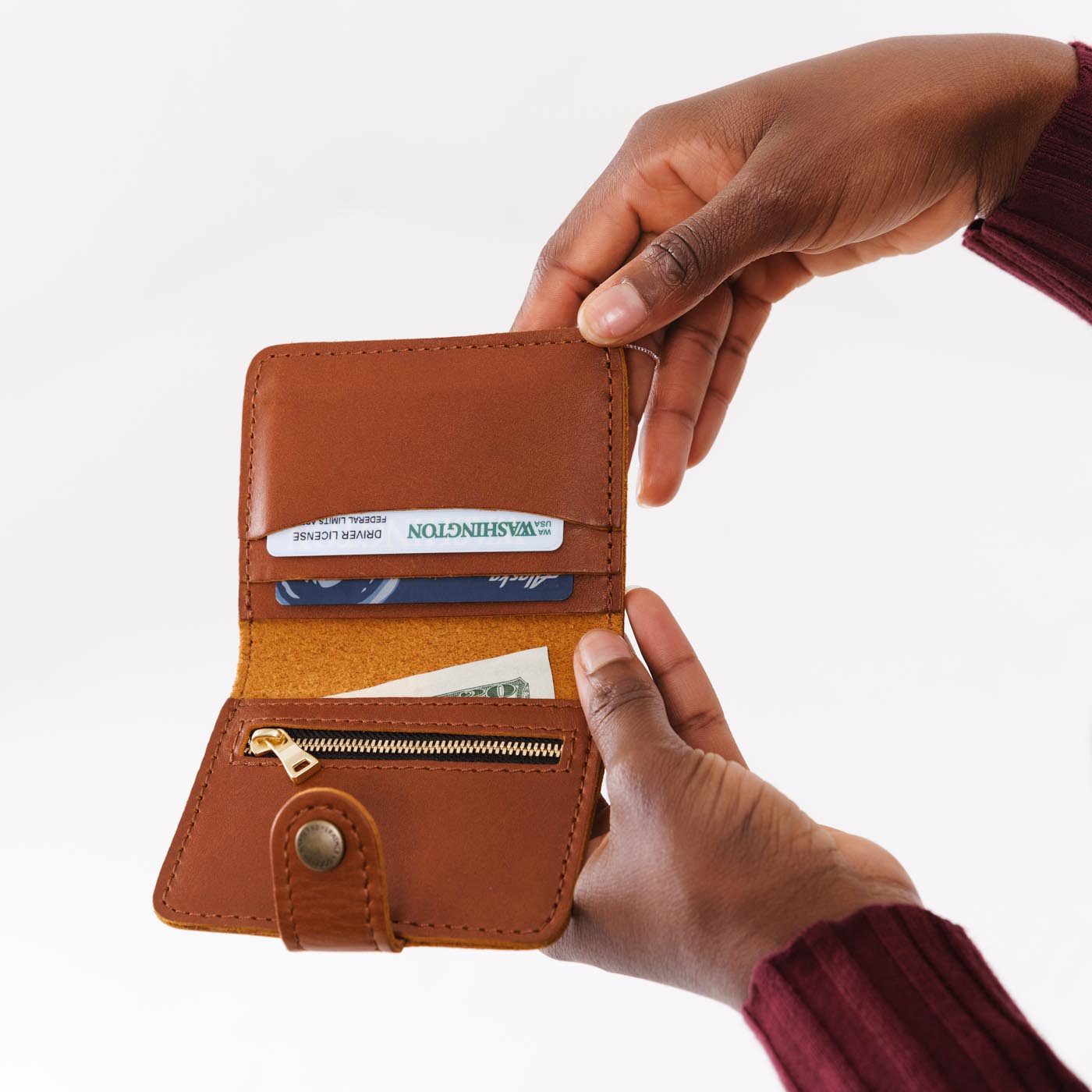 Mini Bifold Wallet with Card Slots & Zippered Coin Pocket | Almost Perfect