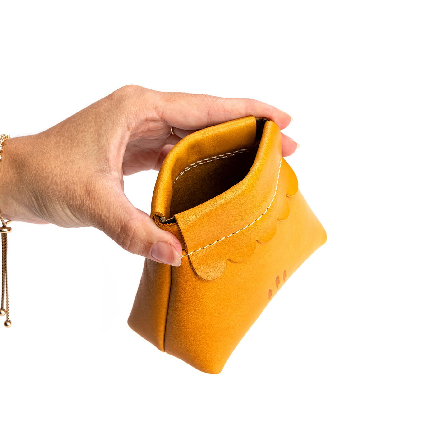 Small Leather Coin Pouch with Scalloped Detail | Almost Perfect
