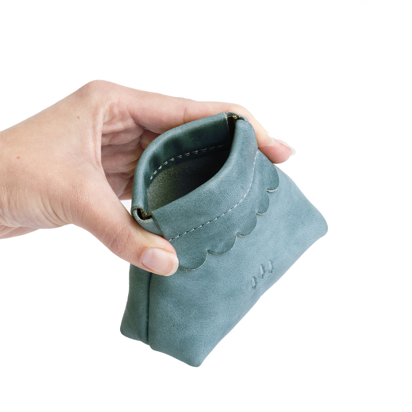 Small Leather Coin Pouch with Scalloped Detail | Almost Perfect