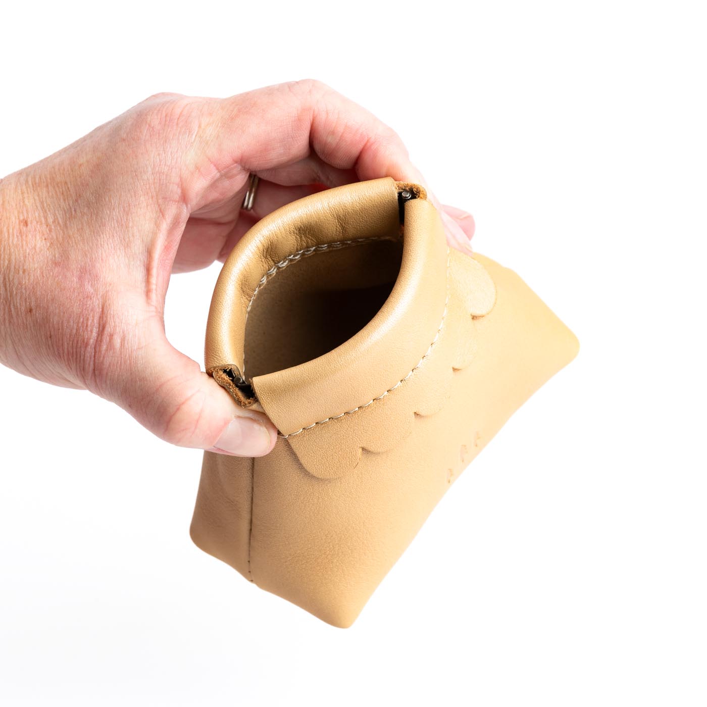 Small Leather Coin Pouch with Scalloped Detail | Almost Perfect