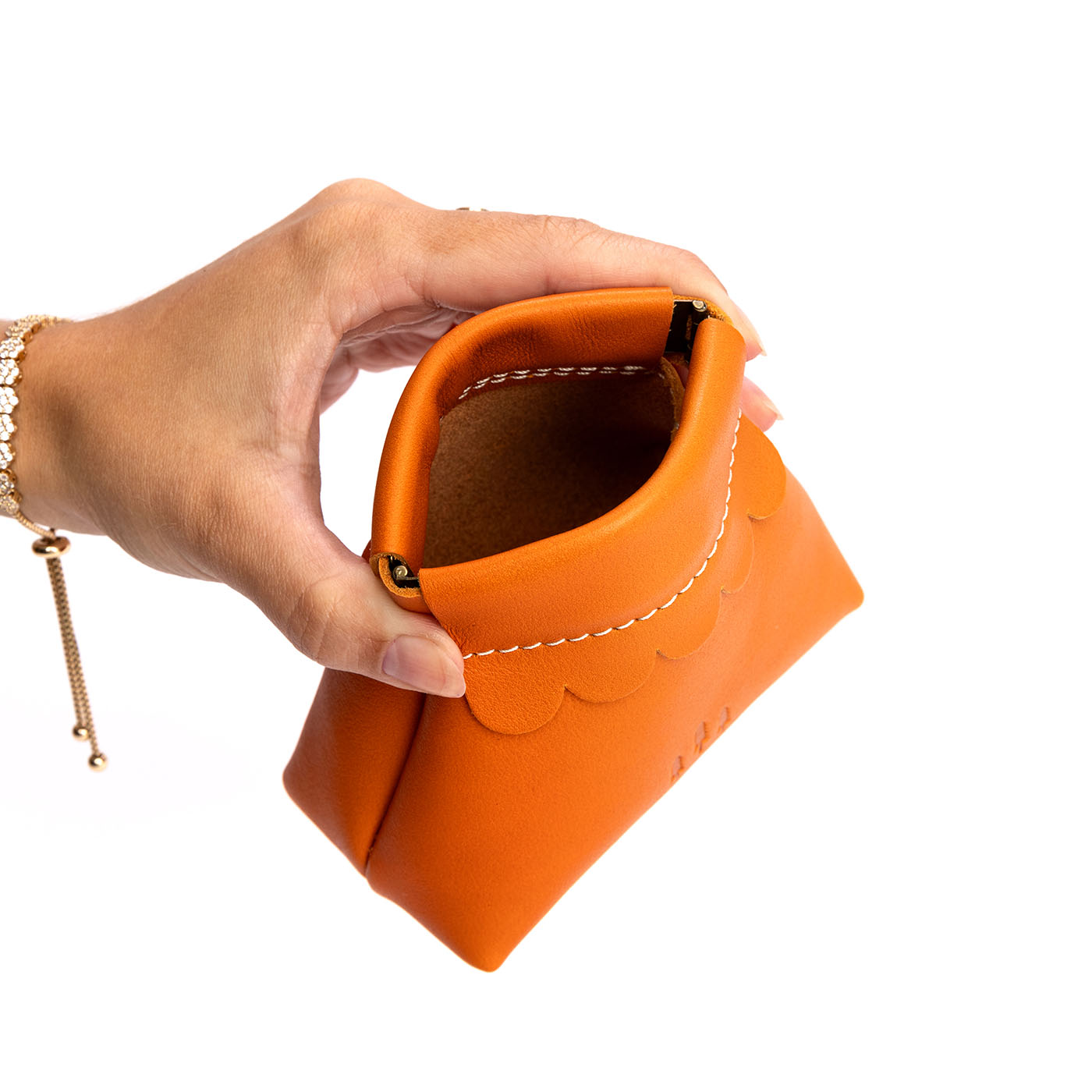 Small Leather Coin Pouch with Scalloped Detail | Almost Perfect