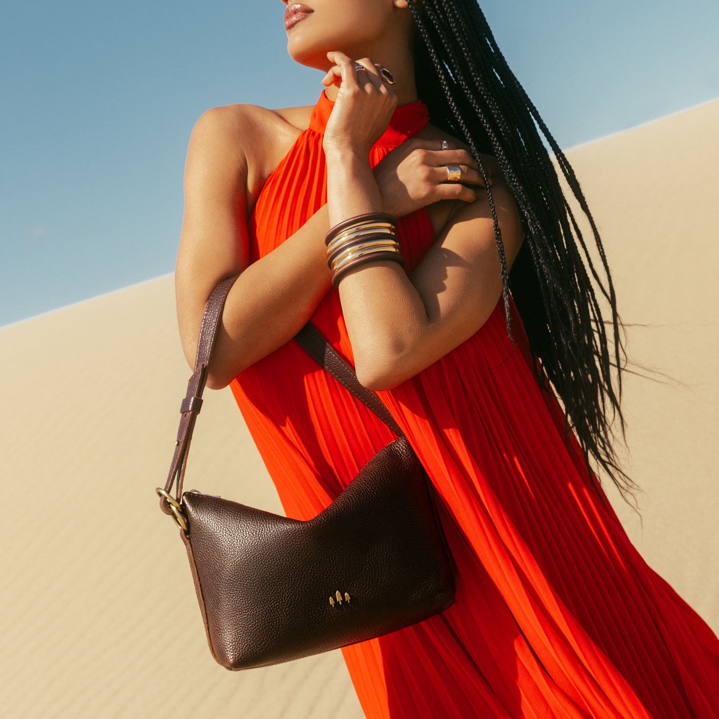 Slouchy Shoulder Bag with Adjustable Strap & Zipper Closure | Portland Leather