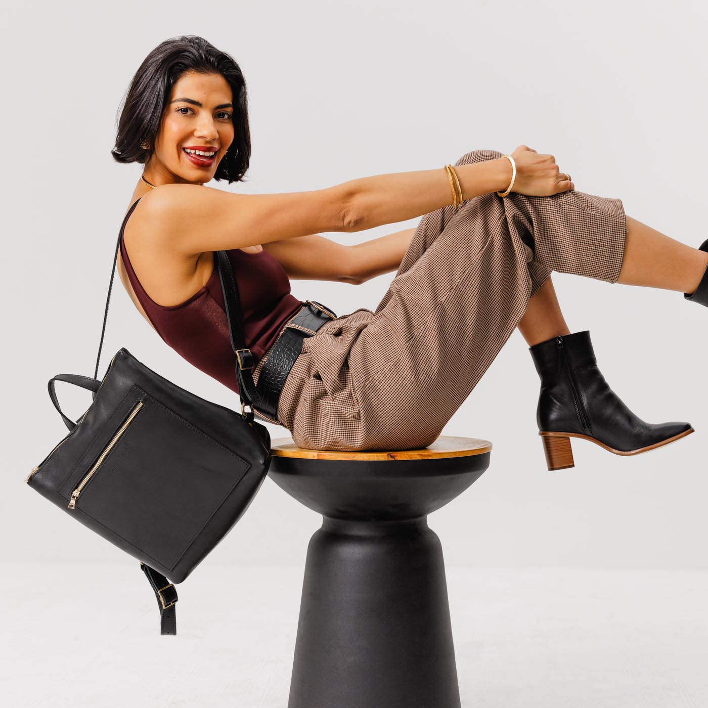 Full Grain Leather Tote Backpack with Zipper Closure | Almost Perfect