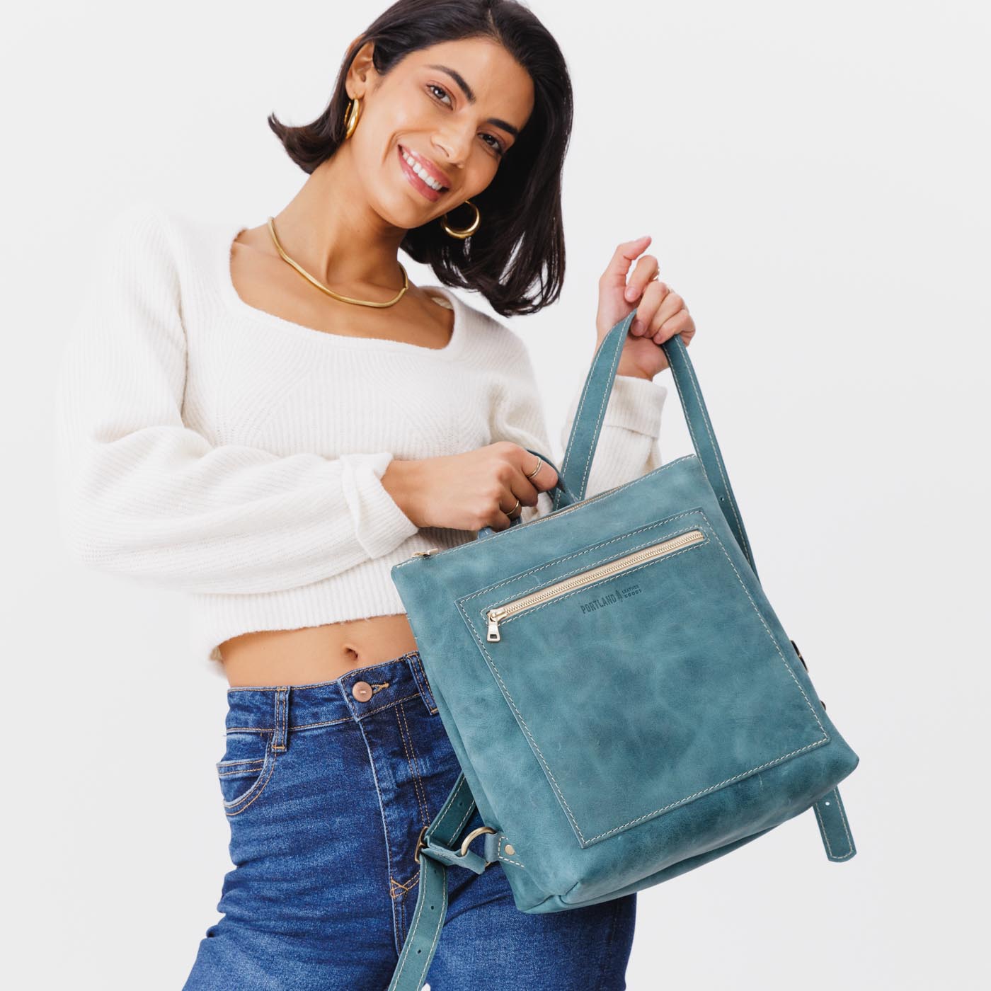 Full Grain Leather Tote Backpack with Zipper Closure | Almost Perfect