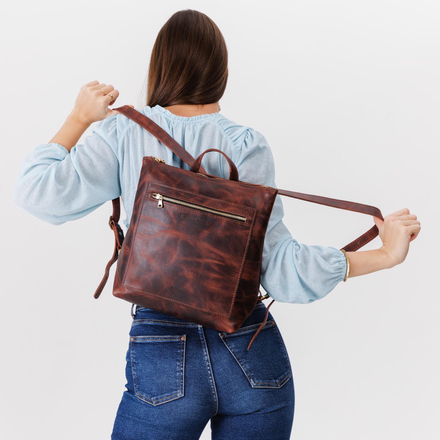 Full Grain Leather Tote Backpack with Zipper Closure | Almost Perfect
