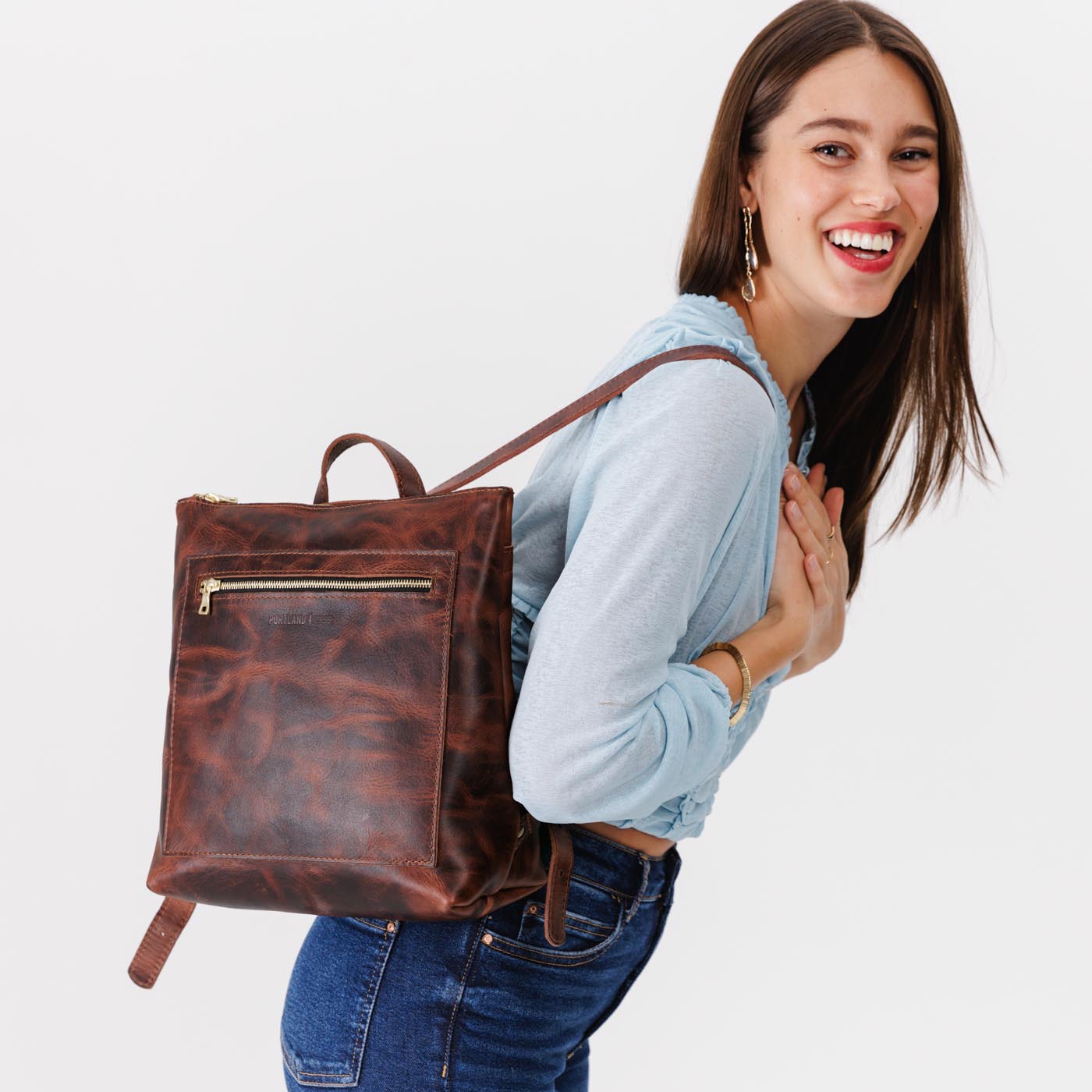 Full Grain Leather Tote Backpack with Zipper Closure | Almost Perfect