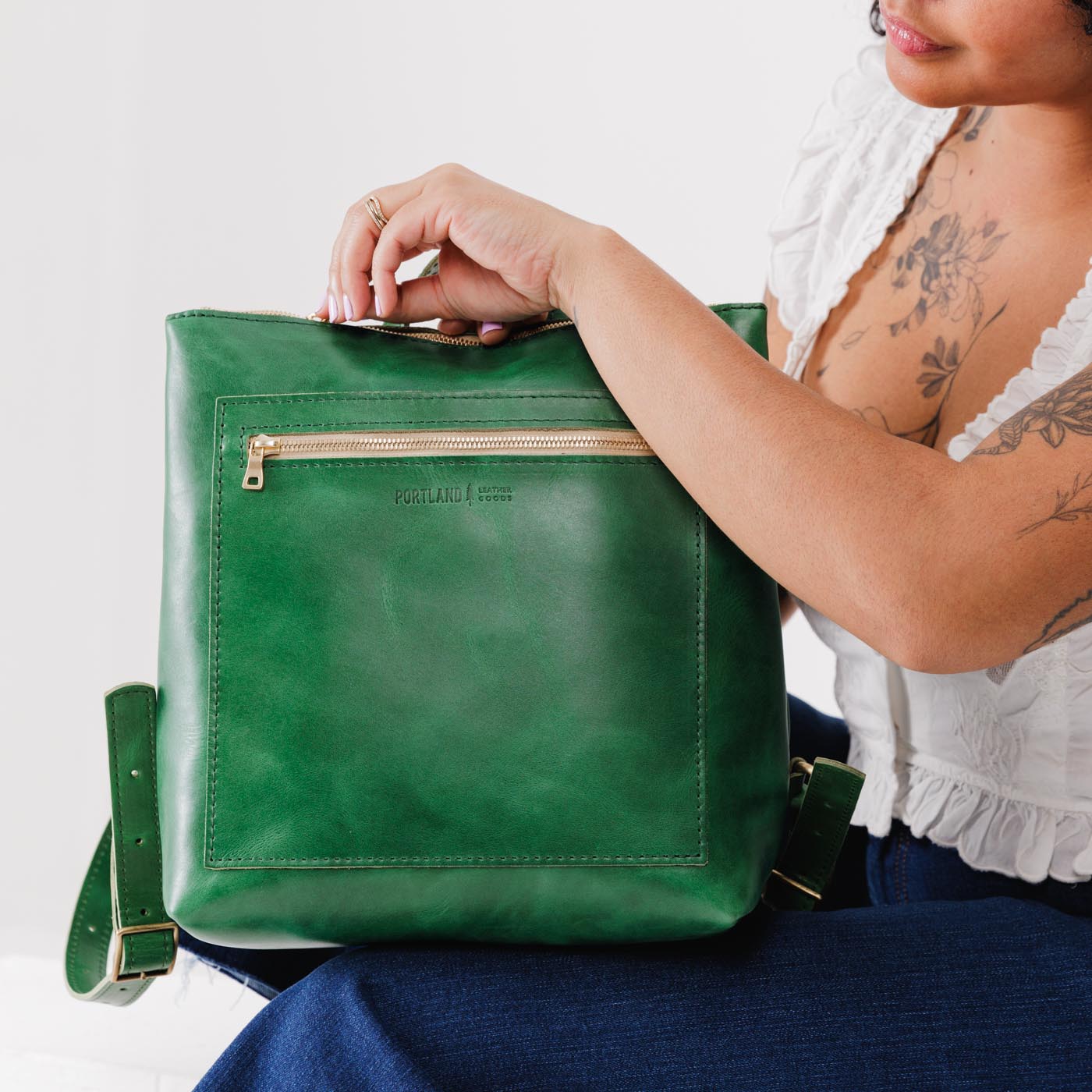 Full Grain Leather Tote Backpack with Zipper Closure | Almost Perfect