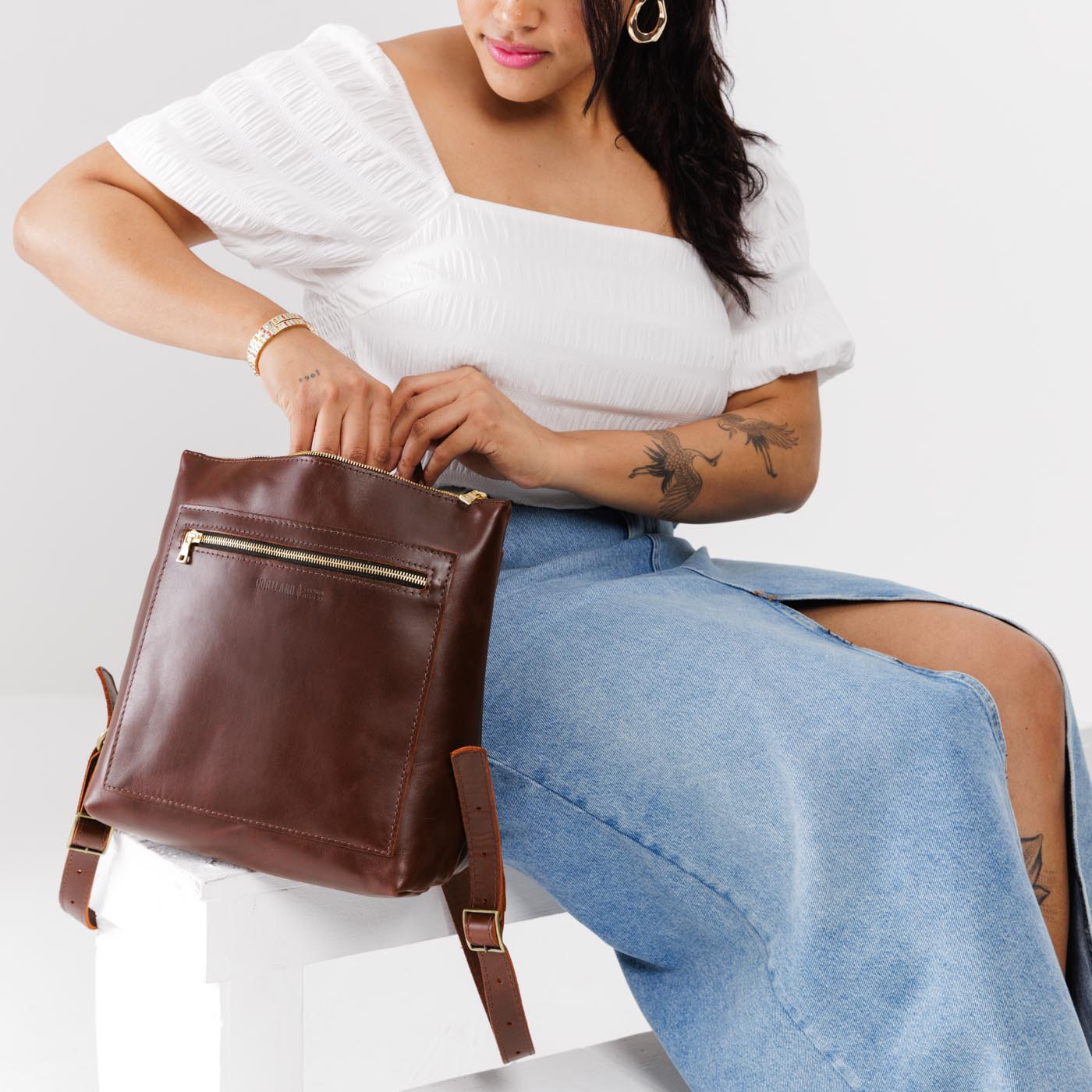 Full Grain Leather Tote Backpack with Zipper Closure | Almost Perfect