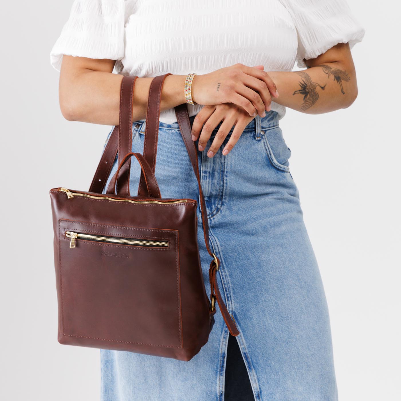 Full Grain Leather Tote Backpack with Zipper Closure | Almost Perfect