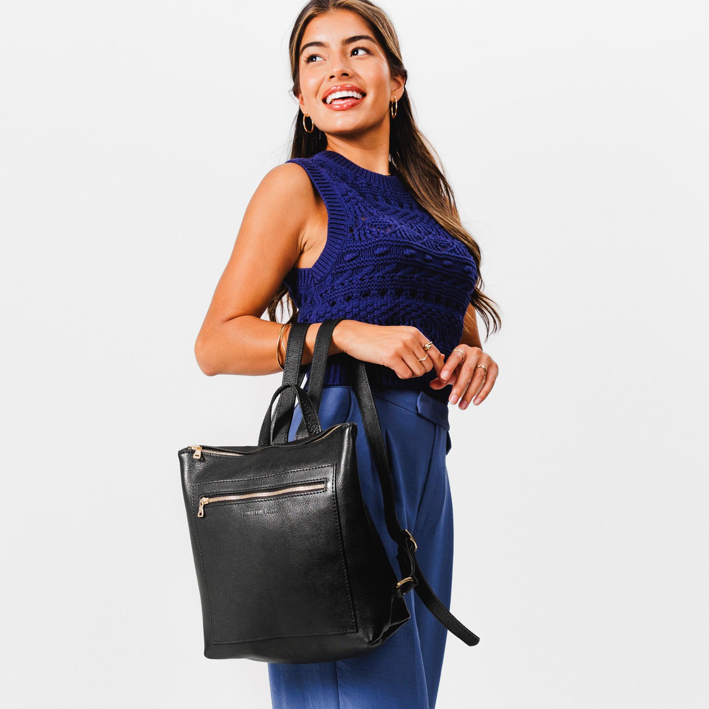 Full Grain Leather Tote Backpack with Zipper Closure | Almost Perfect