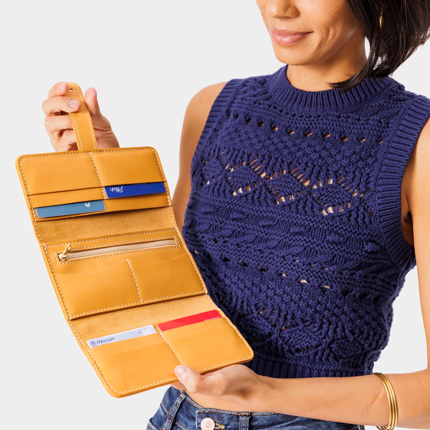 Women's Trifold Wallet with Card Slots & Zippered Pocket | Almost Perfect