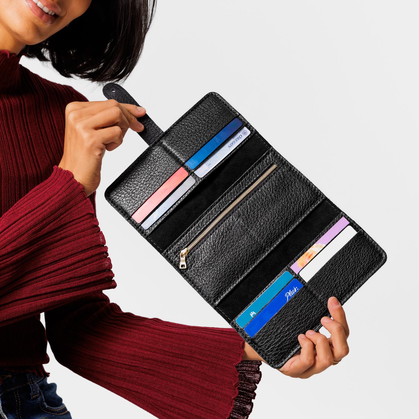 Women's Trifold Wallet with Card Slots & Zippered Pocket | Almost Perfect