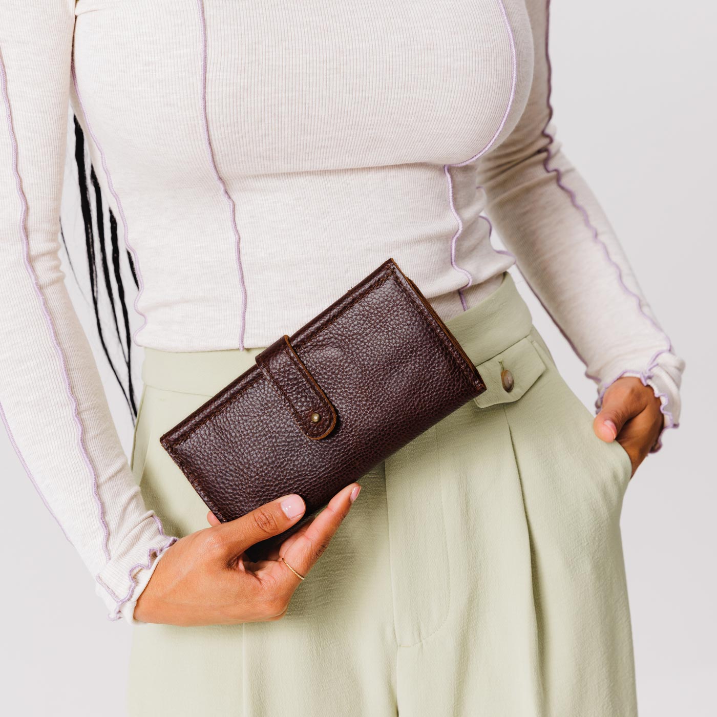 Women's Trifold Wallet with Card Slots & Zippered Pocket | Almost Perfect
