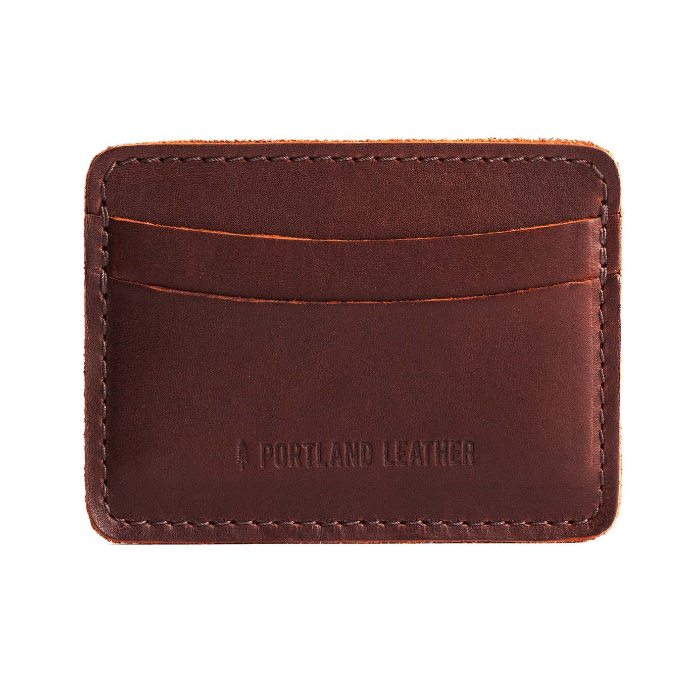 Slim Leather Card Holder with Dual Slots & Center Pocket | PLG