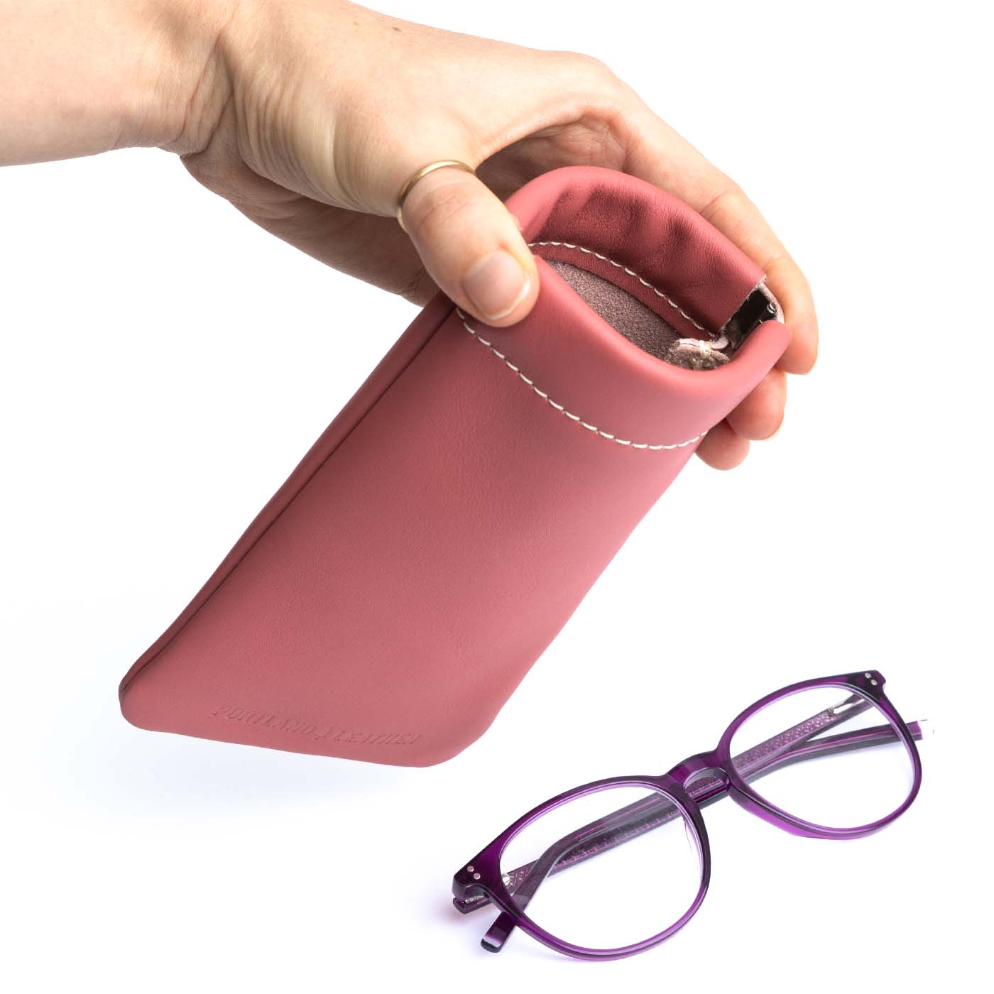 Compact Leather Eyeglass Case for Travel | Squeeze Design