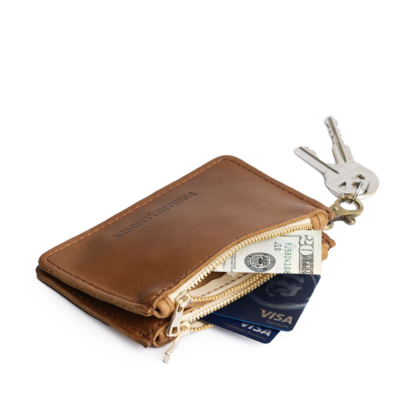 Compact Dual Zipper Wallet with Swivel Clasp | Zip-Zap Duo