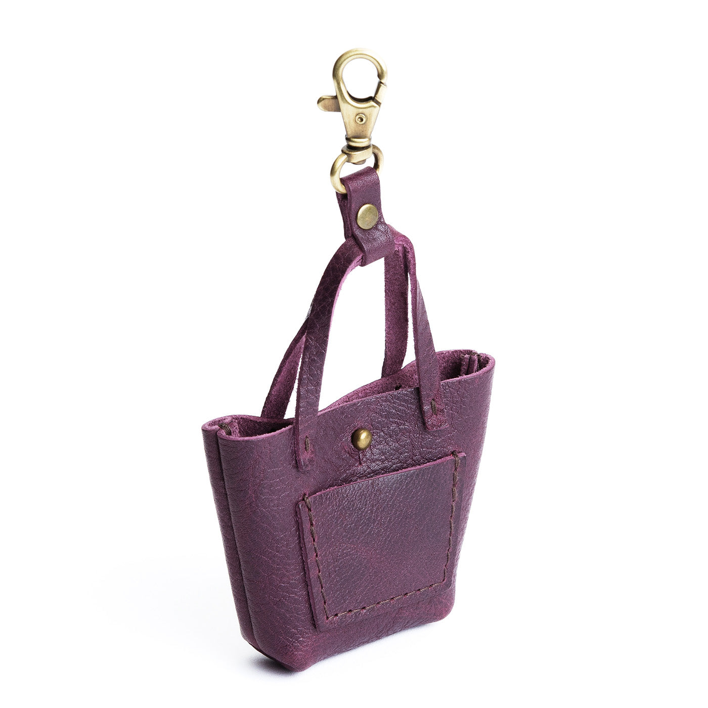 Mini Leather Keychain Tote Bag with Front Pocket | Teeny Tiny Tote